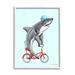 Stupell Industries Great White Shark On Red Bicycle Blue Helmet Graphic Art White Framed Art Print Wall Art Design by Amelie Legault