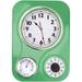 Lily s Home Retro Kitchen Wall Clock with Temperature and Timer (Retro Green)