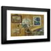 Jean FranÃ§ois de La Motte 18x14 Black Modern Framed Museum Art Print Titled - A Trompe Lâ€™Oeil Still Life with a Painted Landscape a Relief and a Mezzotint of Peasants by a Cottage