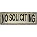 No Soliciting Vintage Look Farm House Wall DÃ©cor 6x18 Metal Sign 206180028060