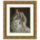 Edwin Austin Abbey 20x24 Gold Ornate Framed and Double Matted Museum Art Print Titled - Lady in White Seated. Right Hand to Chin. Holding Fan.