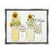 Stupell Industries Hope Script Sunflower Jars Rustic Country Flowers Graphic Art Luster Gray Floating Framed Canvas Print Wall Art Design by Kim Allen