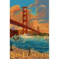 San Francisco California Golden Gate Bridge (16x24 Giclee Gallery Art Print Vivid Textured Wall Decor)
