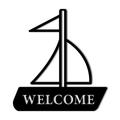 Welcome Sailboat Metal Wall Sign or Front Door Hanger | Nautical Metal Wall Sign | Sailboat Welcome Sign in Metal | Marine Themed Sign in Red Black Silver | Indoor Outdoor Sign Made in USA