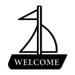 Welcome Sailboat Metal Wall Sign or Front Door Hanger | Nautical Metal Wall Sign | Sailboat Welcome Sign in Metal | Marine Themed Sign in Red Black Silver | Indoor Outdoor Sign Made in USA