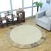 Rugsotic Carpets Hand Knotted Tibbati Contemporary Wool Round Area Rug Beige 6 x6 T00206