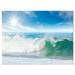 Designart White and Blue Waves under Sun Seascape Canvas Art Print
