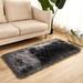 Ghouse Rectangular Dark Grey Area Rug 3x4 feet Thick and Fluffy Faux Sheepskin Machine Washable Rectangular Plush Carpet Faux Sheepskin Rug for Living Room Bedroom Kids Room