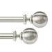 Deco Window 36 to 66 inches 2 Pcs Adjustable Curtain Rod for Windows with Ball Finials (1 Diameter Satin Silver)