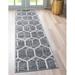 Rugs.com Lattice Trellis Collection Rug â€“ 6 Ft Runner Gray Low-Pile Rug Perfect For Hallways Entryways