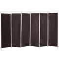 Brown 6-Panel Room Divider Folding Privacy Screen w/Steel Frame Decoration
