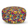Colorful Pouf Cover with Zipper Random Triangles Vibrant Composition Geometrical Modern Design Soft Decorative Fabric Unstuffed Case 30 W X 17.3 L Multicolor by Ambesonne