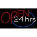 Open 24 hrs LED Neon Sign 20 x 37 - inches Clear Edge Cut Acrylic Backing with Dimmer - Bright and Premium built indoor LED Neon Sign for storefront.