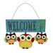 Welcome Sign Wooden Hanging Front Door Decor Rustic Welcome Door Sign Owl Farmhouse Porch Decoration for Home Garden Outdoor Welcome Wall Plaque Door Hanger Wall Art Ornament House Warming Gifts