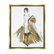 Stupell Industries Fashion Figure Drawing Female Glam Evening Gown Gold Metallic Gold Framed Floating Canvas Wall Art 24x30 by Janet Tava