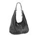 Women Soft Slouch Genuine Italian Suede Light Weight Large Shopper Tote Handbag With Ring Buckle Handle (Dark Grey)