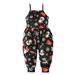 Canrulo Toddler Baby Girls Christmas Romper Santa Elk Print Sleeveless Spaghetti Straps Jumpsuit Bodysuit Overalls Pants Black Snowman 5-6 Years