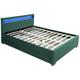 Structure de lit en velours vert avec rangements et led intégrées 140x190 cm enfield - green