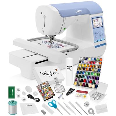 Brother PE900 5" x 7" Embroidery Machine + Grand Slam Package Includes 64 Embroidery Threads + Cap Hoop + 50,000 Designs + More
