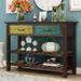 Retro Console Table Sofa Table for Entryway with Drawers and Shelf Living Room Furniture