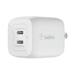 Belkin 45W DUAL USB-C GAN WALL CHARGER WITH PPS White Model WCH011DQWH