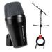 Sennheiser E902 Cardioid Dynamic Kick Drum Microphone with MS-5220T Short Tripod Microphone Stand and XLR Cable