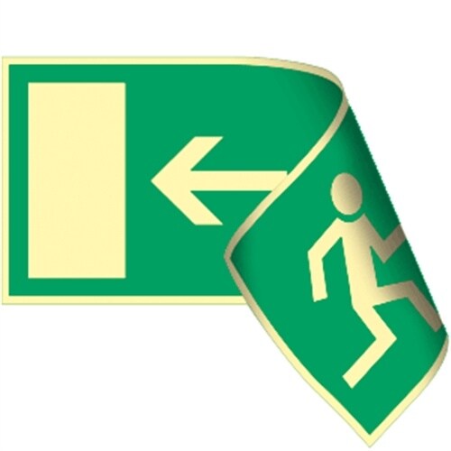 Schild Rettungsweg links/rechts doppels.,BGV A8 (E13),Kunstst.,nachl.,160-mcd,400x200mm Image
