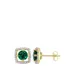 Belk & Co 1 Ct. T.w. Created Emerald And 0.07 Ct. T.w. Diamond Floating Halo Square Stud Earrings In 10K Yellow Gold