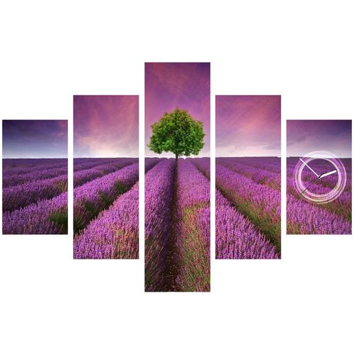 „Bild CONNI OBERKIRCHER´S „“Lavender Field – Lavendel Feld““ Bilder Gr. Ø, Landschaften, bunt (lavendel, mehrfarbig) Kunstdrucke mit dekorativer Uhr, Natur Blumen, Entspannung“