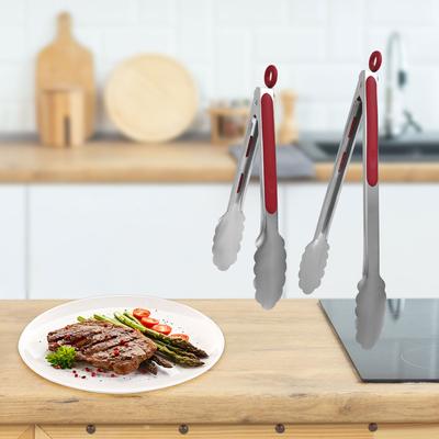 Kitchen Tong Set for Cooking Stainless Steel Tongs Silicone Grip Grill 2Pcs