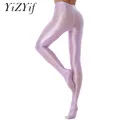 Pantalon collant brillant avec chaussette pour femme pantalon de yoga legging de danse sexy