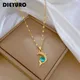 DIEYURO – collier avec pendentif en forme de dauphin en acier inoxydable Zircon bleu pour femmes