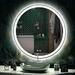 Orren Ellis Gaulrapp Frameless Rounded Anti Fog LED Lighted Dimmable Wall Mounted Bathroom Vanity Mirror in White | 36 H x 36 W x 1.2 D in | Wayfair