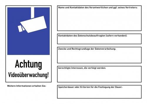 Vorgelagertes Hinweisschild nach DSGVO, Art. 13, Alu, 297x210 mm Image