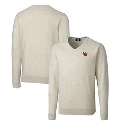 Men's Cutter & Buck Oatmeal Ole Miss Rebels Lakemont Tri-Blend V-Neck Pullover Sweater