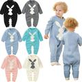 0-24M Cute Infant Baby Girls Boys Knitted Romper Rabbit Snowsuit Bodysuit Overalls for Toddler Fall Winter