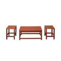 3-Piece Outdoor Patio Adirondack Coffee and Side Table Set Red