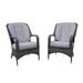 Direct Wicker Set of 2 Grey Outdoor Garden Lamao Rattan Aluminum Frame Dining Chairs