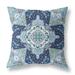 HomeRoots 418029 20 in. Floral Geo Indoor Outdoor Throw Pillow Indigo & Light Blue