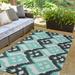 Blue/Brown 60 x 60 x 0.25 in Indoor/Outdoor Area Rug - Langley Street® Melchior Ikat Machine Woven Chenille Area Rug in White/Blue/Brown Chenille, | Wayfair