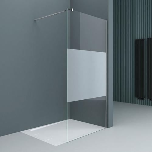 Luxus Duschwand Duschabtrennung Bremen1MS 120×200 Walk-In Dusche mit Stabilisator aus Echtglas 8mm