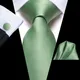 Cravate de mariage en soie solide vert sauge pour homme boutons de manchette pratiques ensemble de