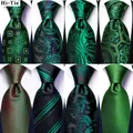 Hi-aught Green Teal for Men Floral Paisley InjWedding Presidency Ktie Pocket Square Set Party