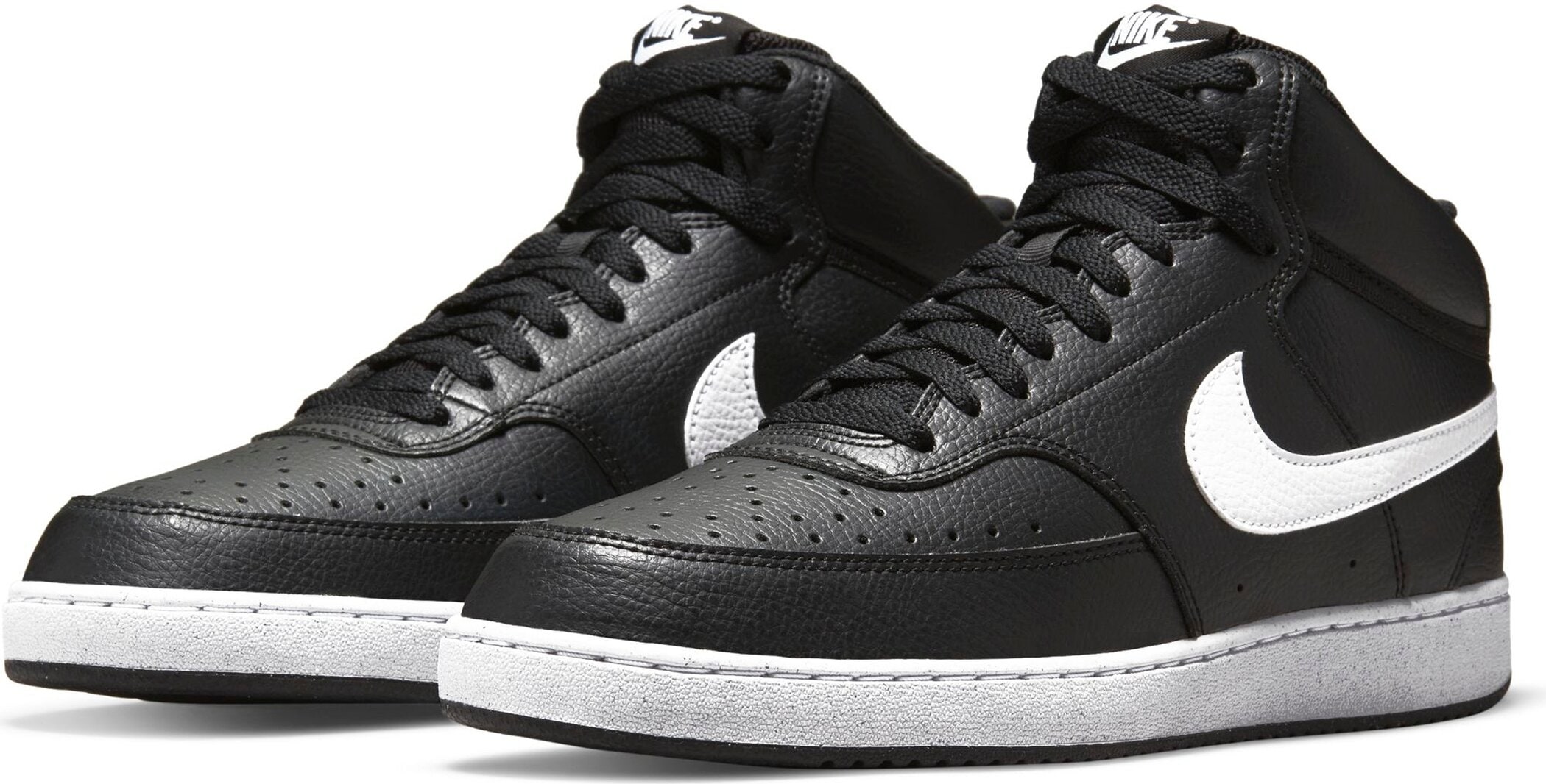 Sneaker NIKE SPORTSWEAR "COURT VISION MID NEXT NATURE", Herren, Gr. 40, schwarz-weiß (schwarz, weiß), Synthetik, Schuhe Sneaker, inspiriert vom Design des Nike Air Jordan