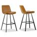 Set of 2 Avalyn Cappuccino Faux Leather Bar Stool with Metal Legs