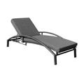 77 Inch Modern Patio Outdoor Chaise Lounge Chair Recliner Gray Black