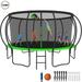 YORIN Trampoline for 10 Kids 16 FT Trampoline for Adults with Enclosure Net Basketball Hoop Ladder 1500LBS Weight Capacity Outdoor Recreational Trampoline Heavy Duty Trampoline