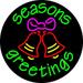 Cursive Seasons Greetings 2 LED Neon Sign 18 x 18 - inches Clear Edge Cut Acrylic Backing with Dimmer - Bright and Premium built indoor LED Neon Sign for special occasion decor.
