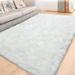 Ghouse Rectangular White Area Rug 8x10 feet Thick and Fluffy Faux Sheepskin Machine Washable Rectangular Plush Carpet Faux Sheepskin Rug for Living Room Bedroom Kids Room