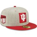 Men's New Era Heather Gray/Crimson Indiana Hoosiers Patch 59FIFTY Fitted Hat
